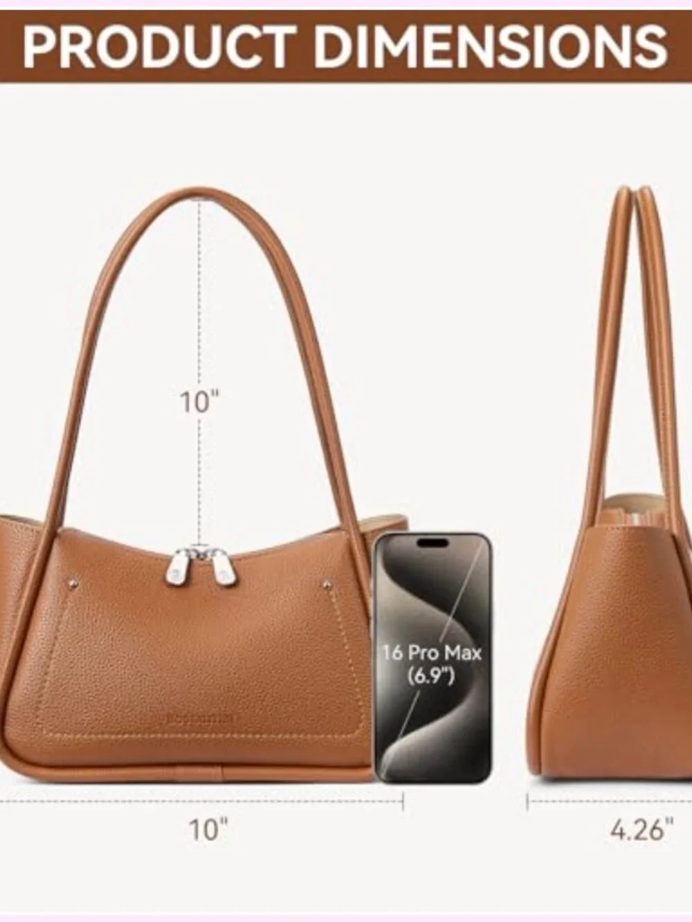 Small Vegan Leather Hobo Handbag Shoulder Purse Winter Bag